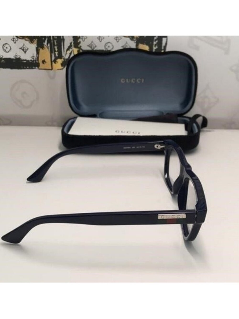 Gucci GG0768O 003 – Shiny Blue Rectangular Frame | 54-16-145 | New Authentic” - Picture 11 of 12